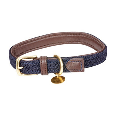 Weatherbeeta Plaited Leather Dog Collar Brown/navy (Xs) from B&Q
