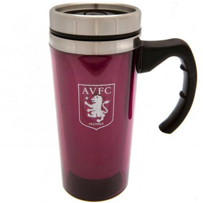 Aston Villa Fc Unisex Red Crest Aluminium Travel Mug In - Image 3