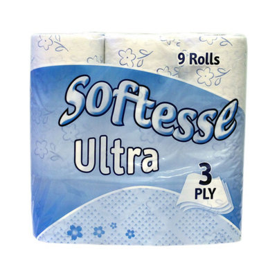 Softesse 3 Ply Ultra Toilet Roll (Pack Of 9) White (One Size) from B&Q