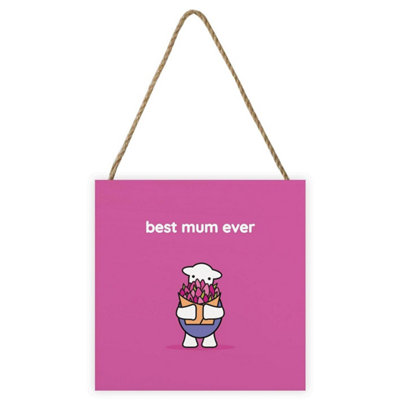 Herdy Best Mum Ever Plaque Pink/white/blue (20Cm X 20Cm X 2.7Cm) from B&Q