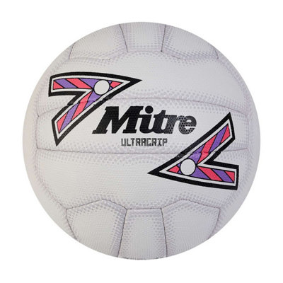  - Mitre Ultragrip Netball White/black/purple (4)