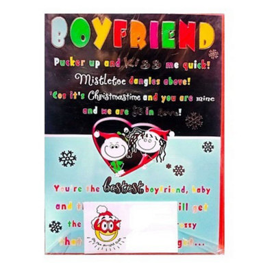 B&Q Simon Elvin Boyfriend Heart Christmas Card (Pack Of 6) Multicoloured (One ) Size 6