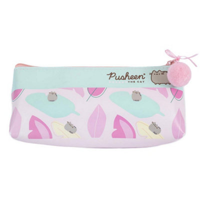 Pusheen Leaf Print Pencil Case Pink/blue (One Size) from B&Q
