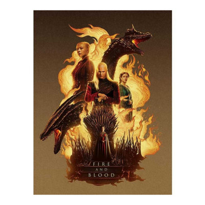 B&Q House Of The Dragon Fire And Blood Canvas Print (80Cm X 60Cm) Yellow/Brown