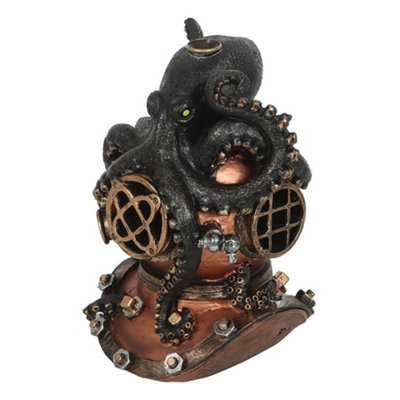 Something Different Kraken & Diver Helmet Backflow Incense Burner Black/golden Brown/chrome (One Size) from B&Q