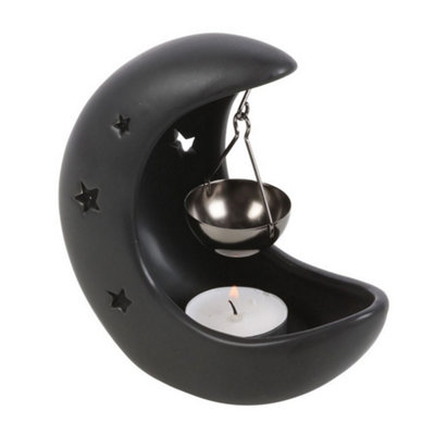 Something Different Unisex Black Crescent Moon Hanging Oil Burner In - Image 2