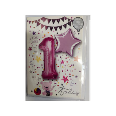 Sensations You Are 1 Today Star Foil Balloon (Pack Of 2) Pink (One Size) from B&Q