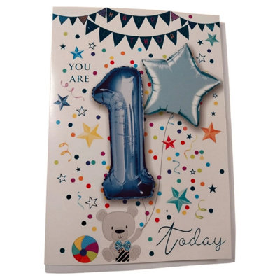 Sensations You Are 1 Today Star Foil Balloon (Pack Of 2) Blue (One Size) from B&Q
