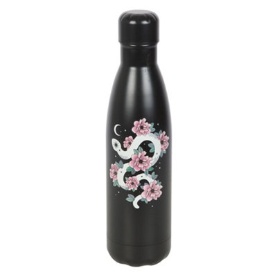 Something Different Floral Snake Steel Water Bottle - Black/White/Pink - Image 3