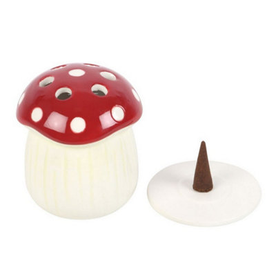 Something Different Mushroom Incense Cone Holder White/red (One Size) from B&Q