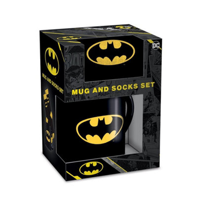 B&Q -  Batman Logo Mug And Sock Set Black/yellow (One Size)