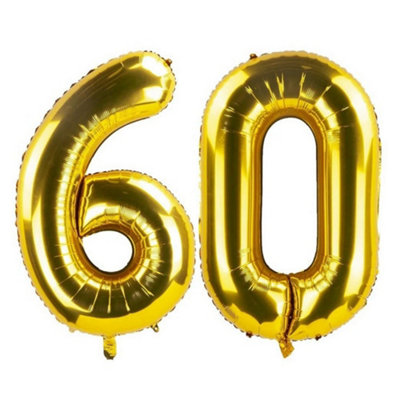 Sensations 60 Today Number Birthday Foil Balloon Gold (One Size) from B&Q