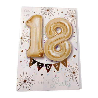 Sensations 18 Today Number Foil Balloon Gold (One Size) from B&Q