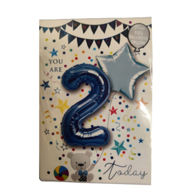 Sensations You Are 2 Today Star Foil Balloon (Pack Of 2) Blue (One Size) from B&Q