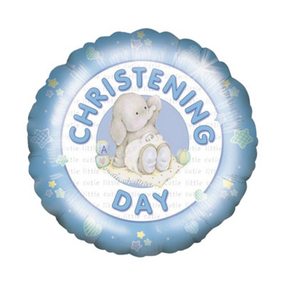 Its Your Christening Elephant Foil Balloon Blue/white (One Size) from B&Q