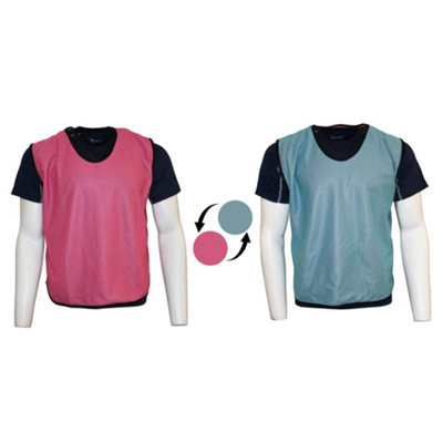  - Precision Childrens/kids Plain Mesh Reversible Training Bib Pink/sky (2-3 Years)
