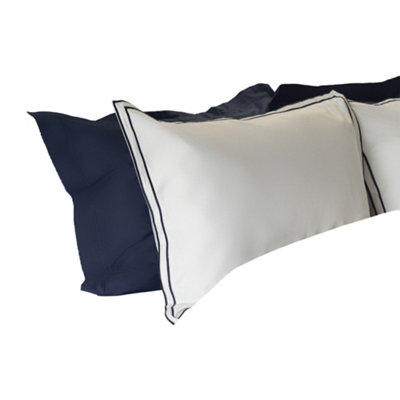 Belledorm Savoy Oxford Pillowcase Navy (76Cm X 51Cm) from B&Q