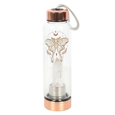 B&Q Something Different Luna Moth Clear Quartz Water Bottle Clear/Br (One ) 24.5Cm