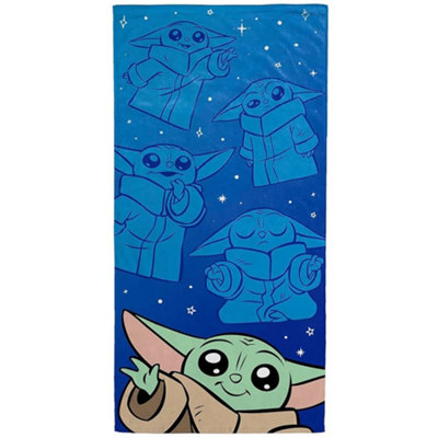 B&Q Star Wars: The Mandalorian Grogu Baby Yoda Beach Towel Royal Blue/green/brown (One Size)