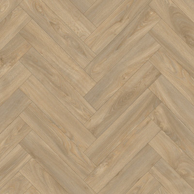 Sepia Oak Herringbone Vinyl By Remland (3M X 4M) from B&Q