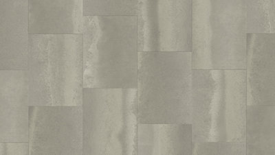 New Homestyle Kaolin / Medium Grey Tile Vinyl By Remland (4M X 2M) from B&Q