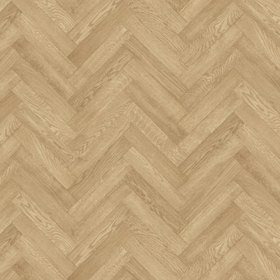 Oak Herringbone Vinyl By Remland (4M X 4M) from B&Q