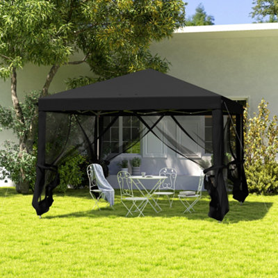 Outsunny Heavy Duty Pop Up Gazebo With Removable Mesh Sidewall Black from B&Q