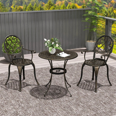 B&Q -  3Pcs Bistro SetAluminium Garden Table And Chairs Bronze Tone