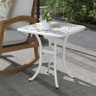 B&Q -  Cast Aluminium Bistro Table With Umbrella HoleWhite