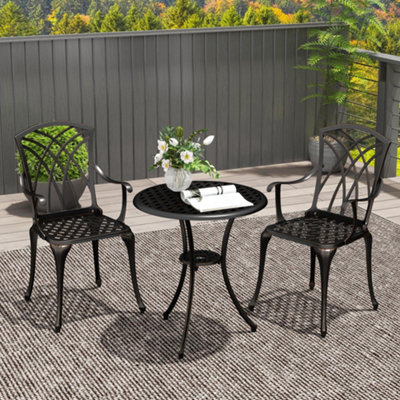 Outsunny 3 Pcs Garden Bistro Set Outdoor Garden Furniture Set W/ Umbrella Hole from B&Q