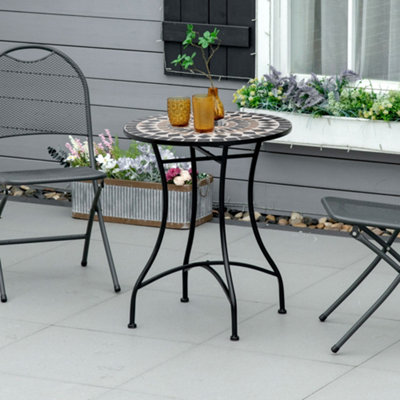 Outsunny 60Cm Mosaic Round Bistro Table Outdoor Garden Side TableBlack from B&Q