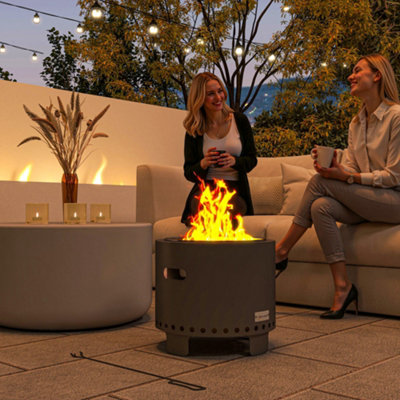 B&Q -  45Cm Smokeless Wood Burning Firepit Metal Fire PitDark Grey