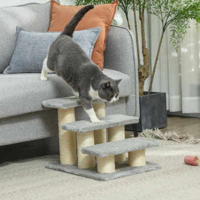 Pawhut Grey Cat Steps 3 Stairs Deluxe Pet Portable Easy Climb Assistance Lightweight In - Image 9