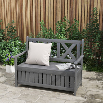B&Q -  Wood Storage Garden Bench For Patio Outdoor SeatingCharcoal Grey