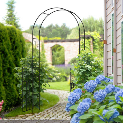 Outsunny Metal Garden Arch With Double Gate, Garden Arbor Climbing Plants