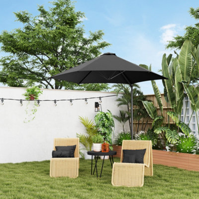 Outsunny 2.5M Offset Roma Patio Umbrella W/ 360-Degree RotationBlack from B&Q