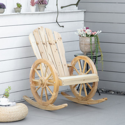Outsunny Adirondack Rocking Chair Porch Garden LoungingNatural from B&Q