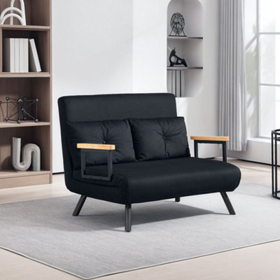Homcom Click Clack 2 Seater Sofa Bed For Living Room, Guest Room, Black
