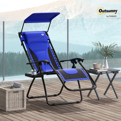 B&Q -  Zero Gravity Lounger ChairFolding Reclining ChairBlue