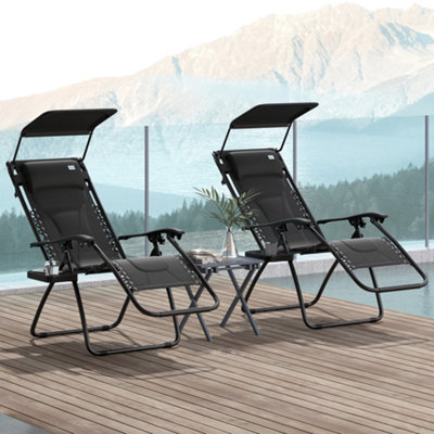 B&Q -  2 Pcs Zero Gravity Lounger ChairFolding Reclining ChairBlack