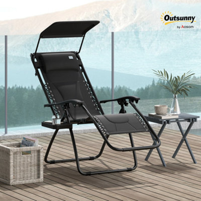 B&Q -  Zero Gravity Lounger ChairFolding Reclining ChairBlack