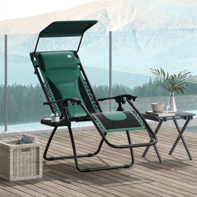 Outsunny Green Zero Gravity Lounger Chair, Folding Reclining Chair,