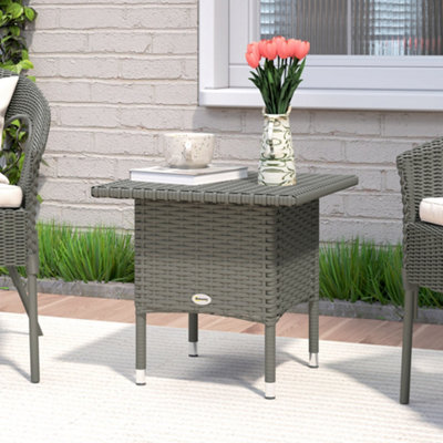 B&Q -  Pe Rattan Outdoor Coffee TableEasy Match Rattan Side TableGrey