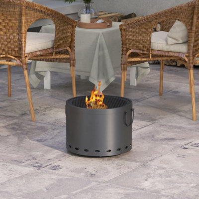 B&Q -  38Cm Smokeless Wood Burning Firepit Metal Fire PitDark Grey