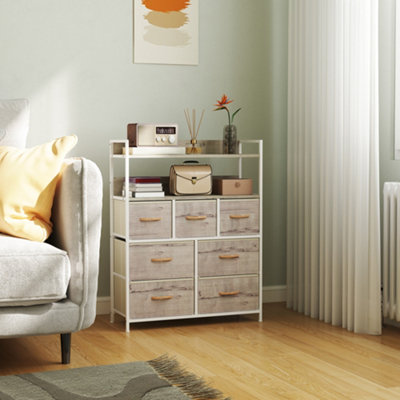 Homcom Bedroom Chest Of Drawers 7 Drawer Dresser W/ ShelvesNatural from B&Q