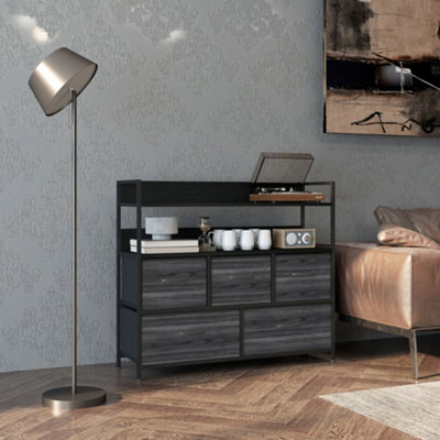 Homcom Bedroom Chest Of Drawers 5 Drawer Dresser W/ ShelvesBlack from B&Q