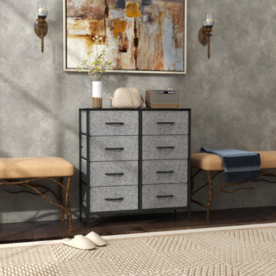 Homcom 8 Drawer Fabric Chest Of Drawers W/ Wooden Top For Hallway Black from B&Q