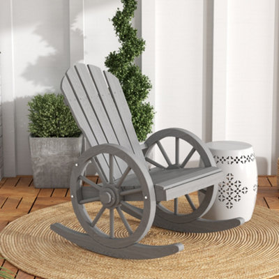 Outsunny Adirondack Rocking Chair Porch Garden LoungingGrey from B&Q
