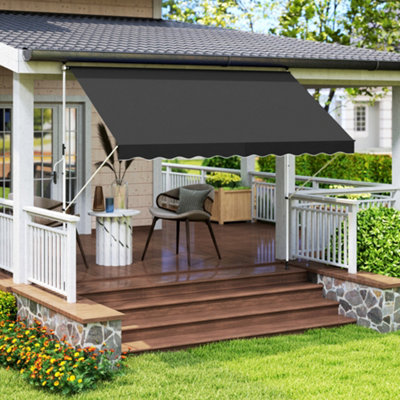 Outsunny 3 X 1.5 M Retractable Patio Awning Floor-To-Ceiling ShadeBlack from B&Q