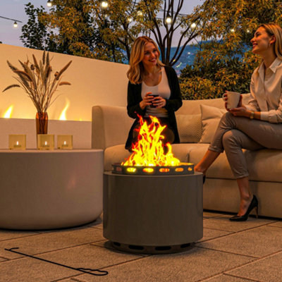 B&Q -  48.5Cm Smokeless Wood Burning Firepit Metal Fire PitDark Grey